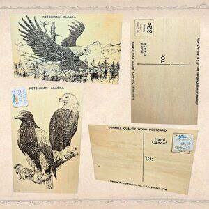 Beautiful Eagle's Wooden Postcard's Ketchikan, Alaska Wood